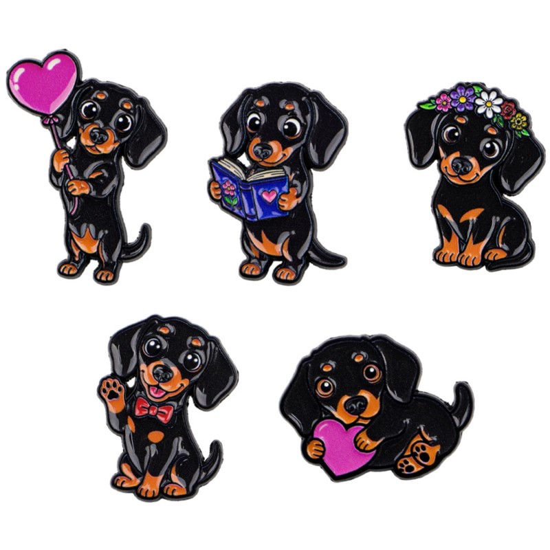 Pet Supplies Store - 5pcs 귀여운 닥스훈트 에나멜 핀 세트