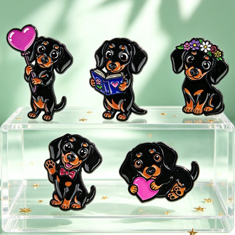 5pcs 귀여운 닥스훈트 에나멜 핀 세트 하트 꽃 책  - Pet Supplies Store 리뷰 및 가격