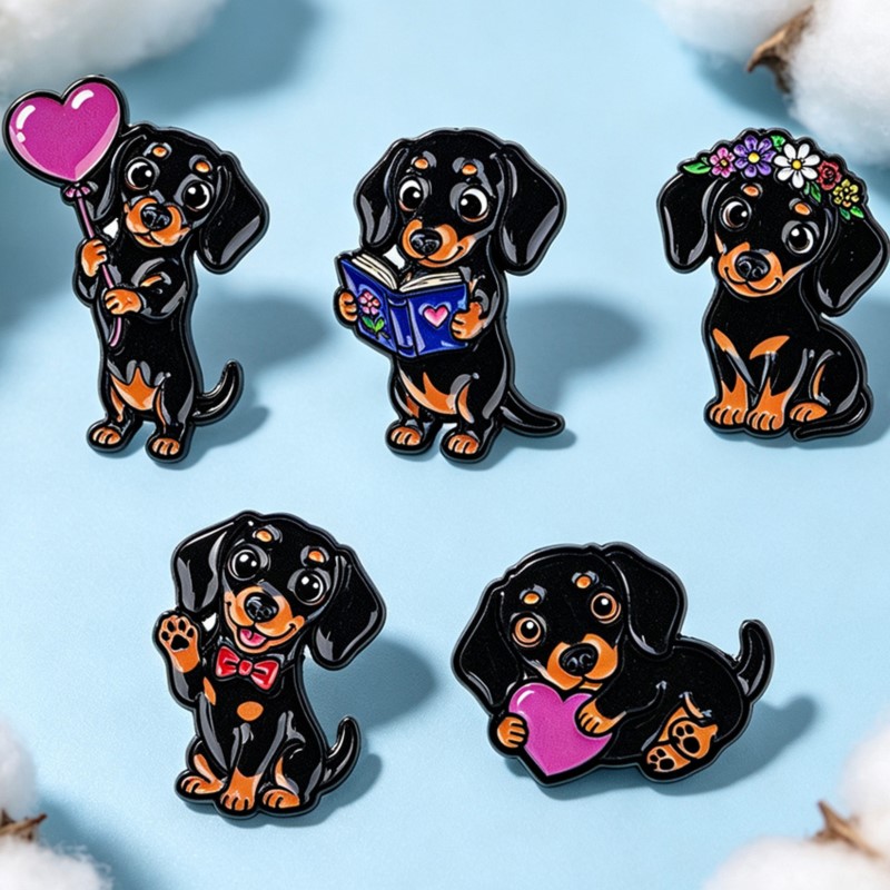 5pcs 귀여운 닥스훈트 에나멜 핀 세트 하트 꽃 책  - Pet Supplies Store 리뷰 및 가격